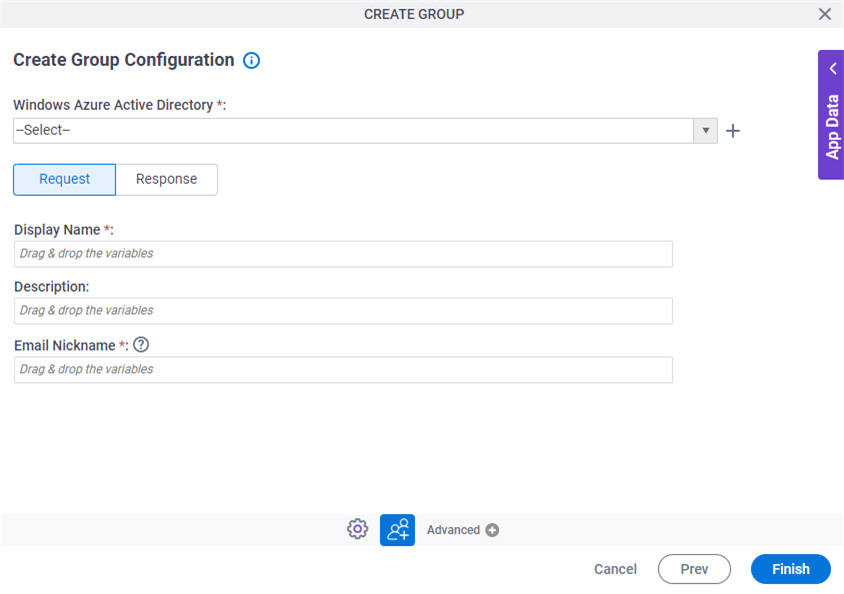 Create Group Configuration screen