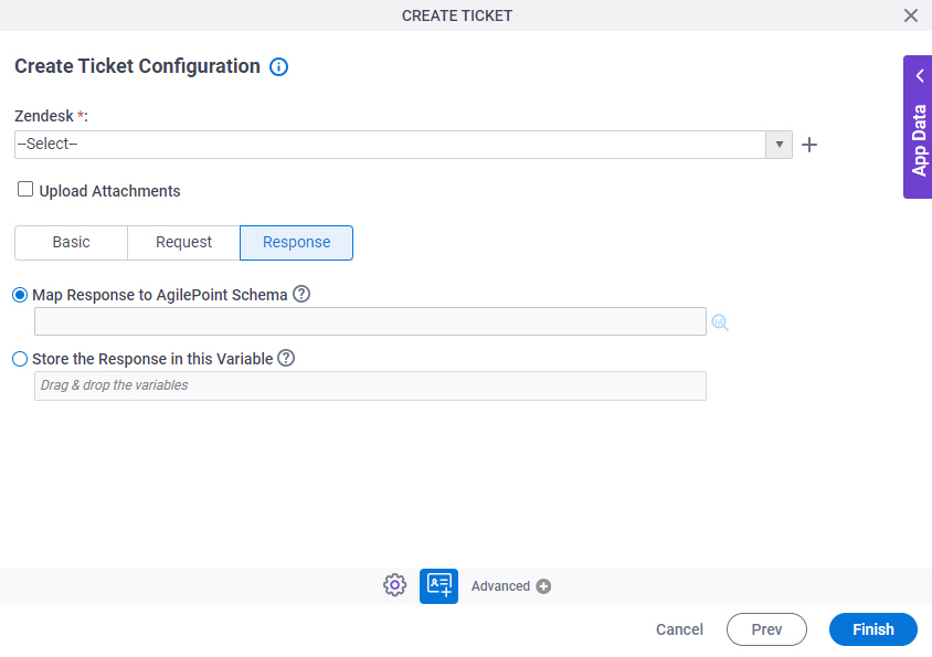 Create Ticket Configuration Response tab
