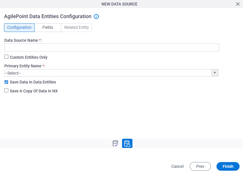 AgilePoint Data Entity Configuration Configuration tab