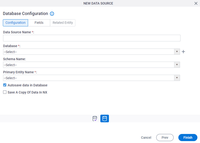 Database Configuration screen