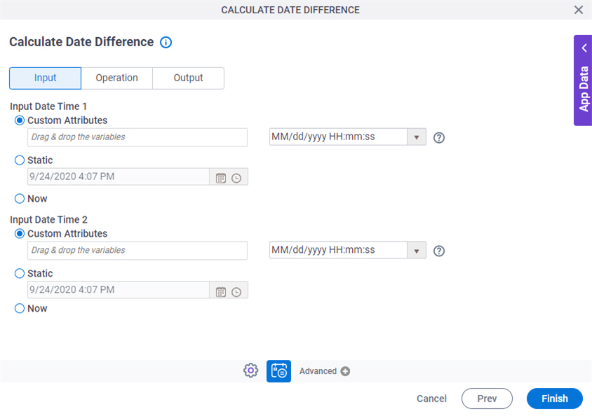 Calculate Date Difference screen