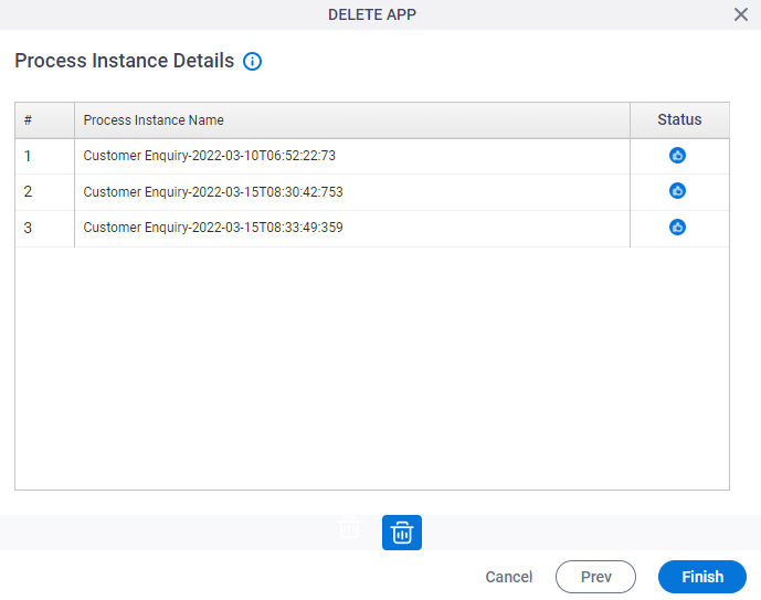 Process Instance Details screen