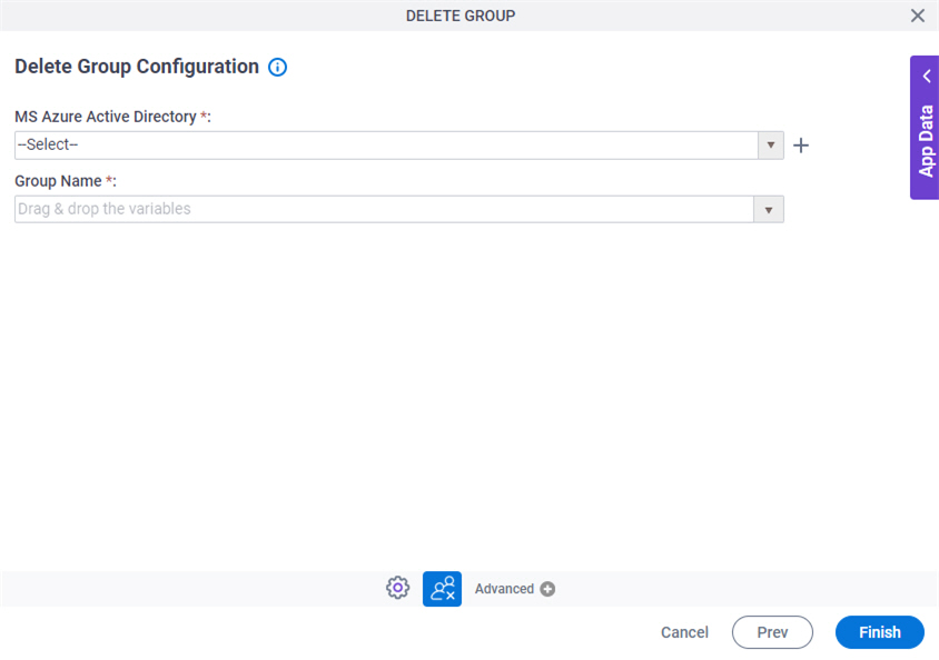 Delete Group Configuration screen