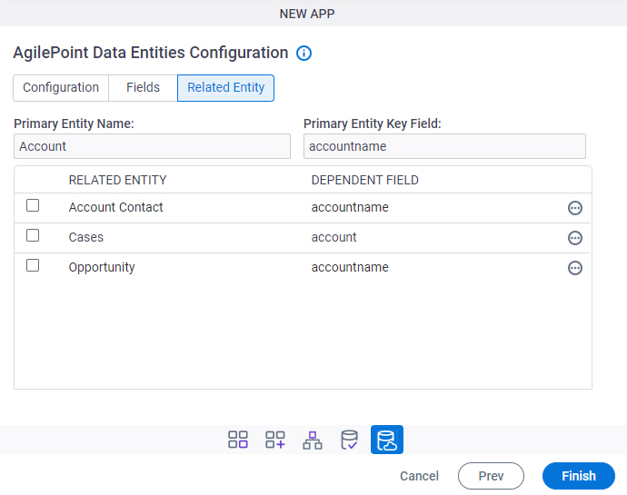 AgilePoint Data Entity Configuration Related Entity tab