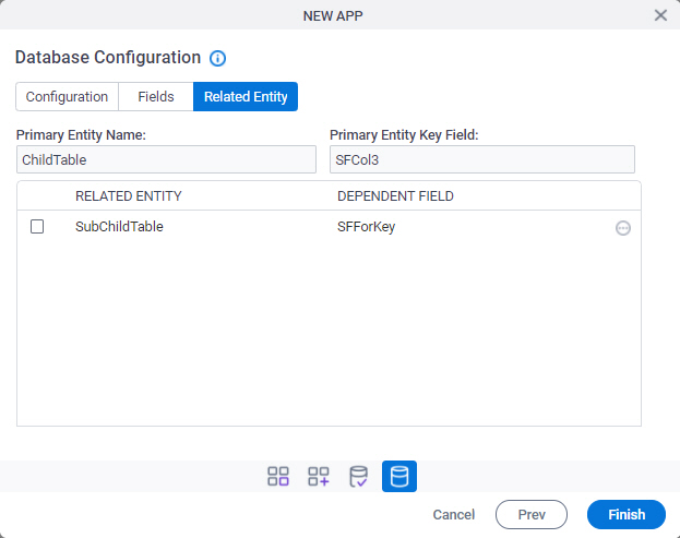 Database Configuration Related Entity tab