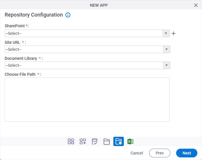 SharePoint Repository Configuration screen