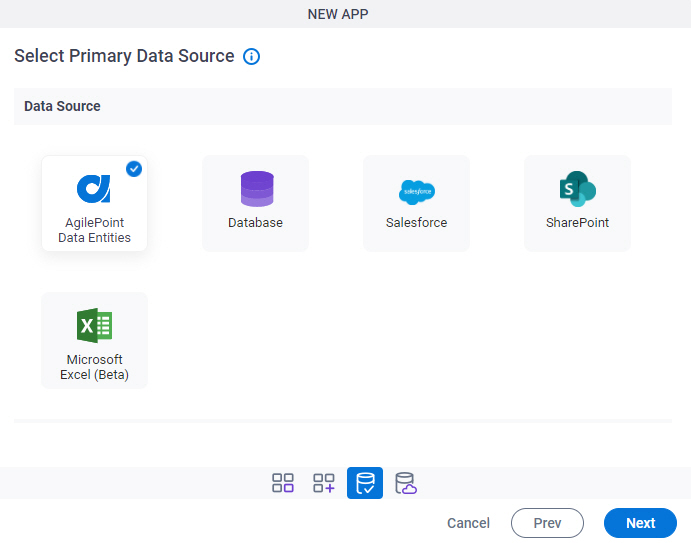 Select Primary Data Source screen