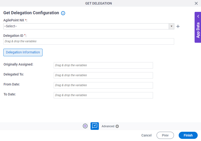 Get Delegation Configuration screen