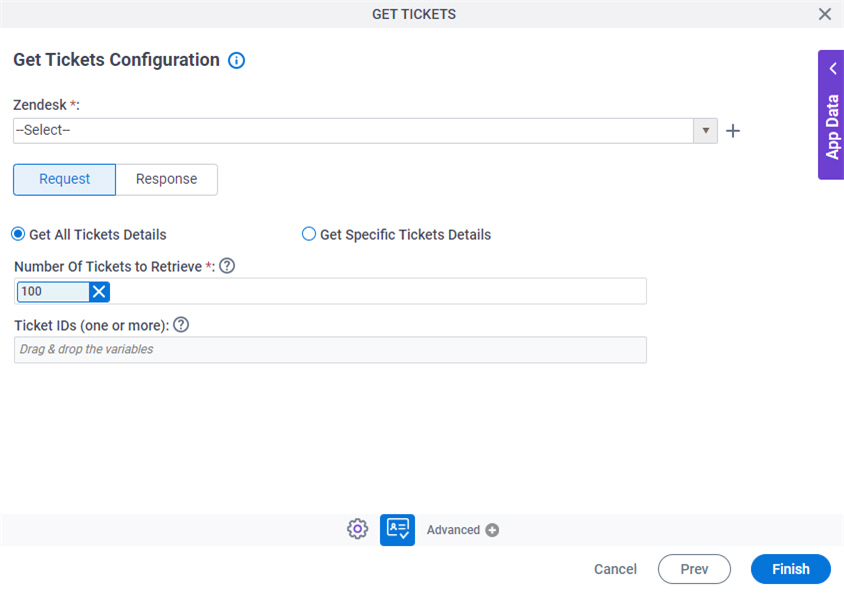 Get Tickets Configuration Request tab