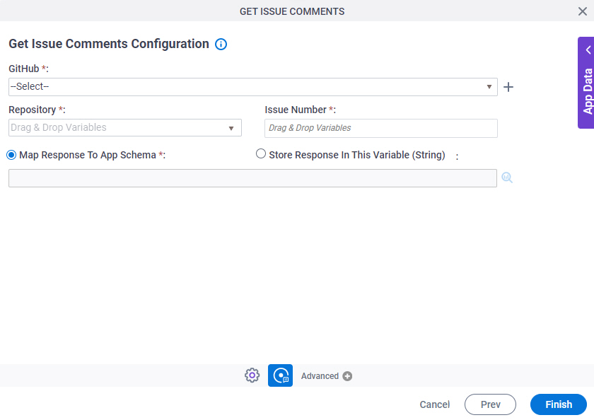 Get Issue Comments Configuration screen