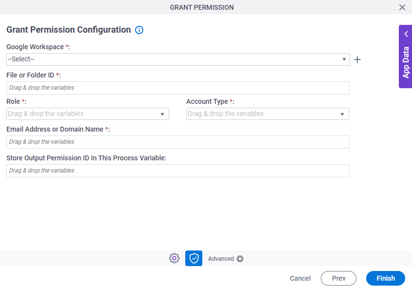 Grant Permission Configuration screen
