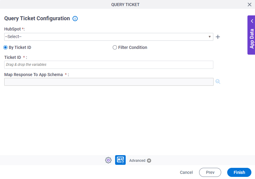 Query Ticket Configuration screen