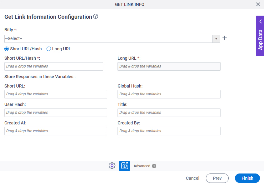 Get Link Information Configuration screen