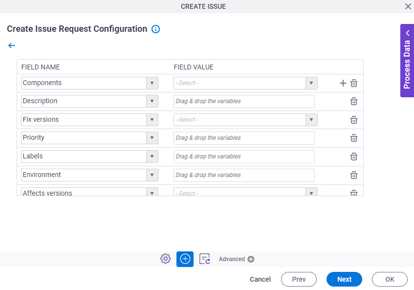 Create Issue Request Configuration Configure Basic Fields screen