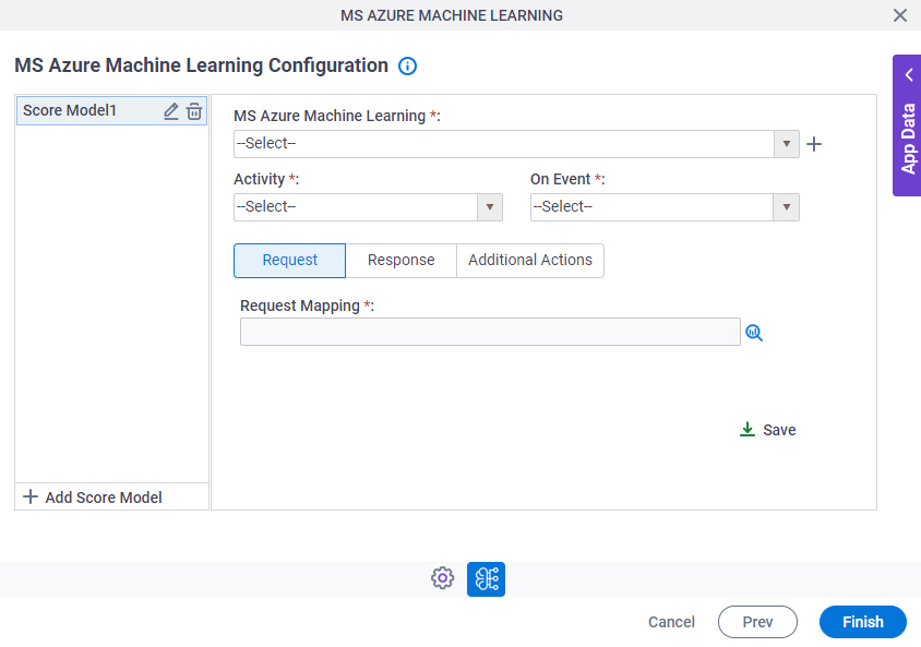 Machine Learning Configuration Request tab