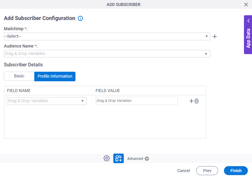 Add Subscriber Configuration Profile Information tab