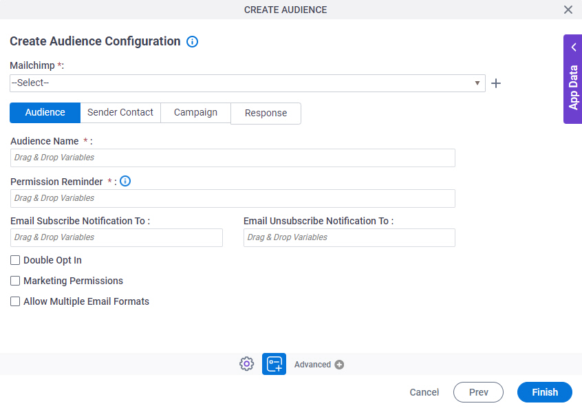 Create Audience Configuration Audience tab