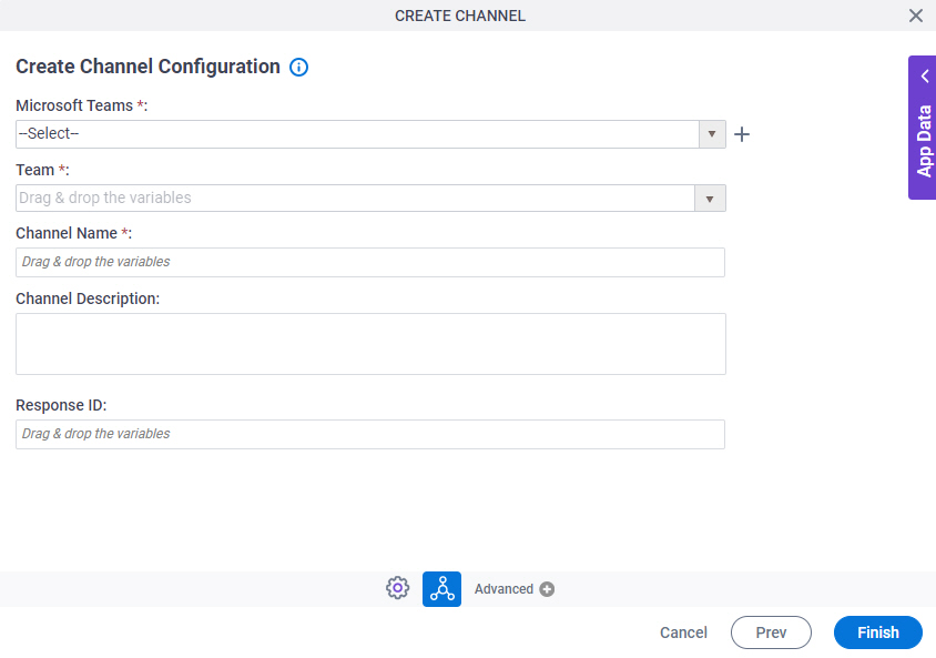 Create Channel Configuration screen