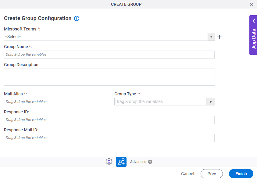Create Group Configuration screen