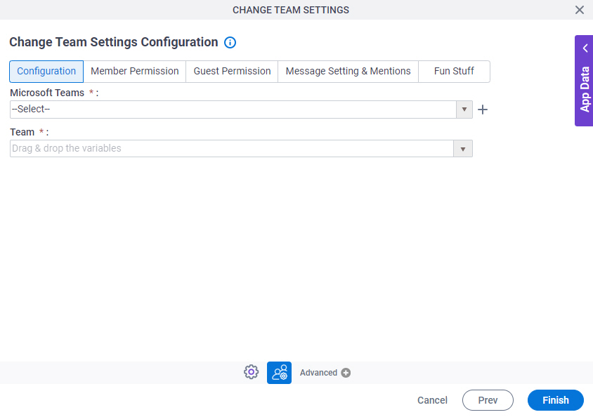 Change Team Settings Configuration Configuration tab