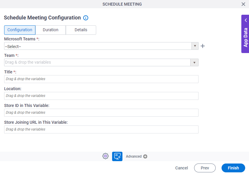 Schedule Meeting Configuration Configuration tab