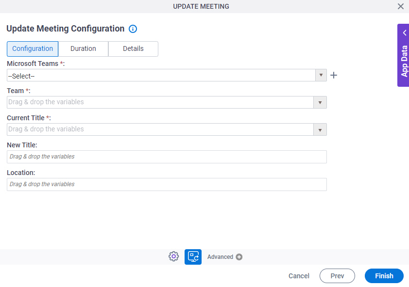 Update Meeting Configuration Configuration tab