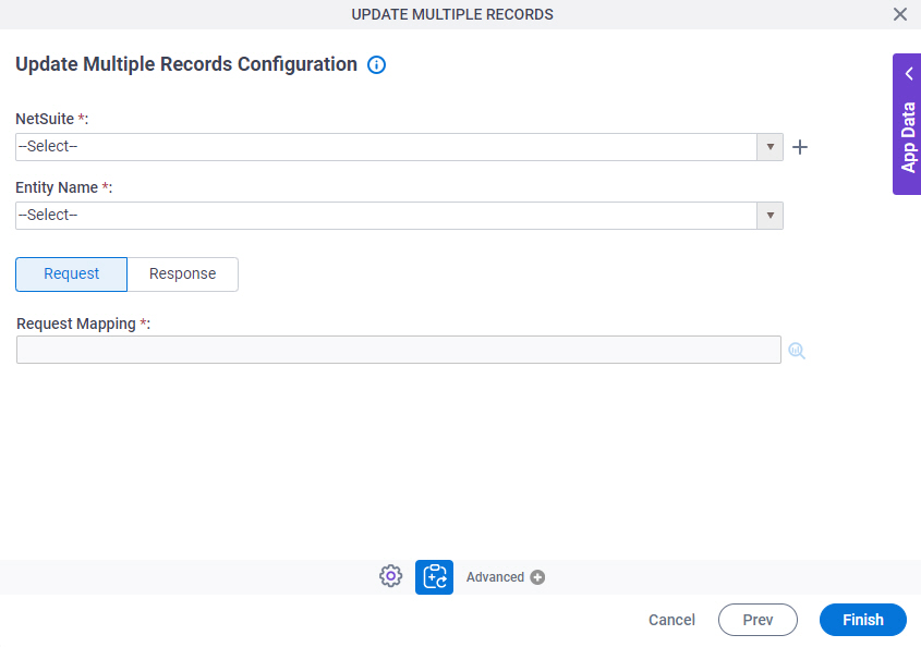 Update Multiple Records Configuration Request tab