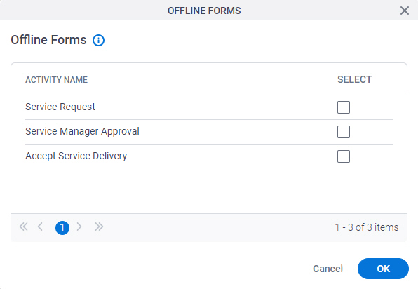 Offline Forms screen