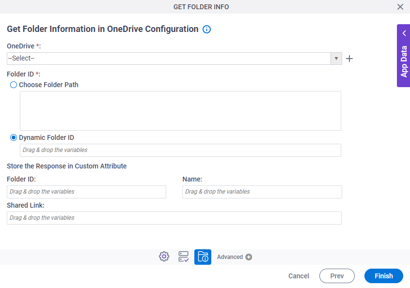 Get Folder Information in OneDrive Configuration screen