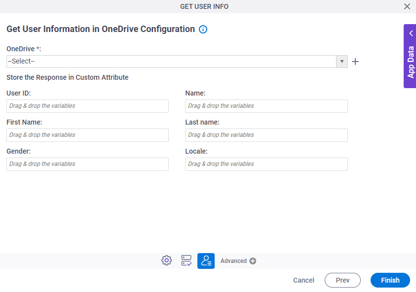 Get User Information in OneDrive Configuration screen