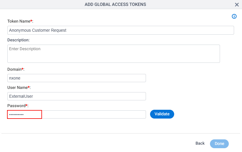 Global Access Tokens password