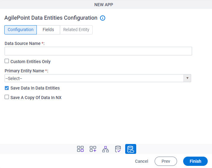 AgilePoint Data Entity Configuration screen