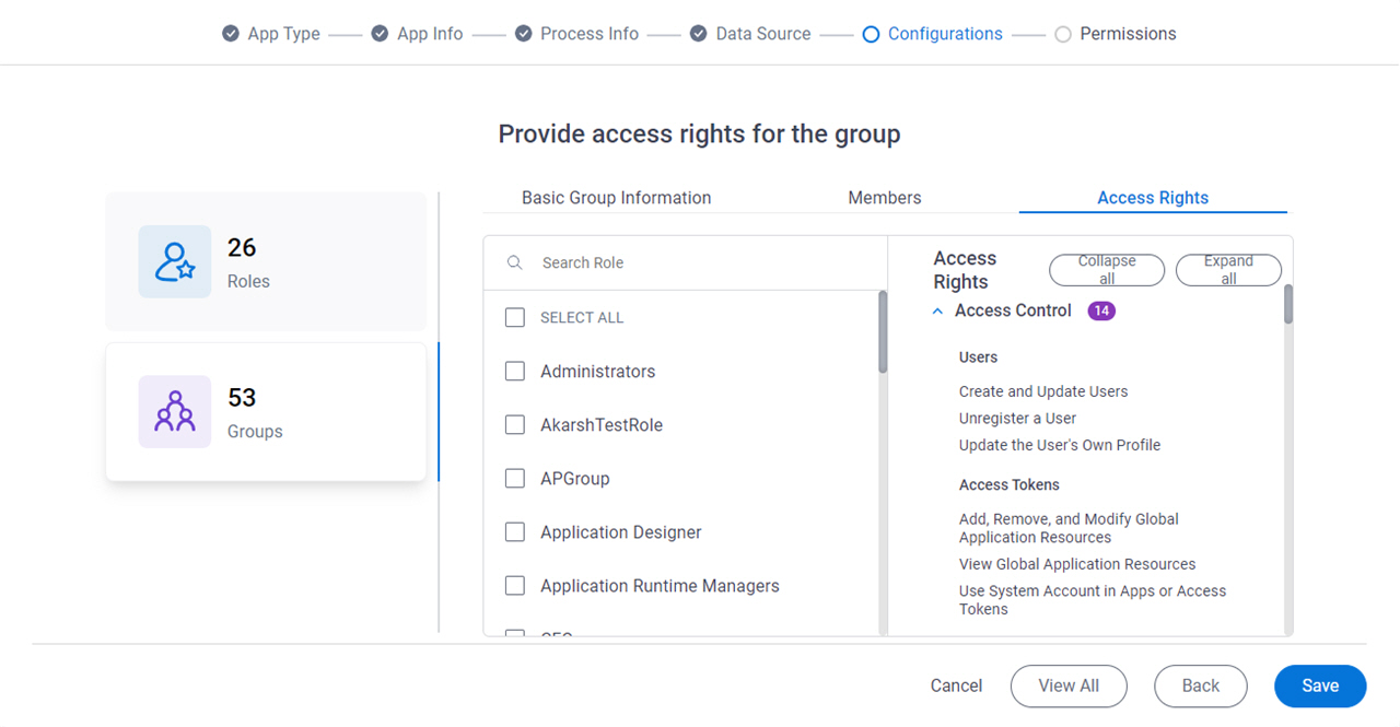 Access Rights tab