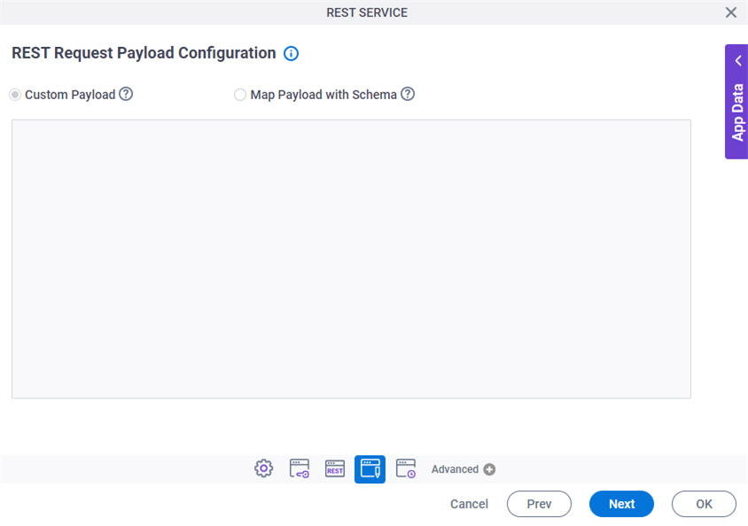 REST Request PayLoad Configuration screen