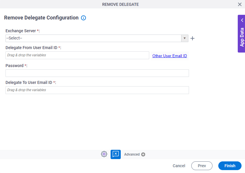 Remove Delegate Configuration screen