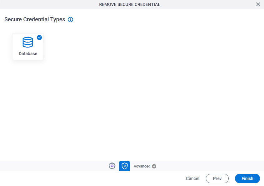 Secure Credential Types screen