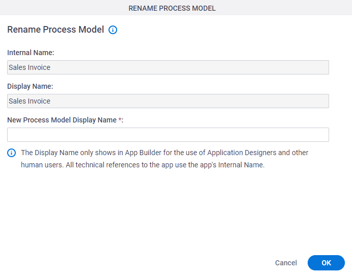 Rename Process Model screen