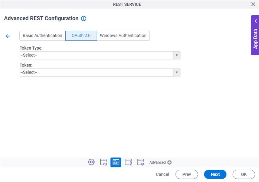 Advanced REST Configuration Authentication OAuth 2 tab