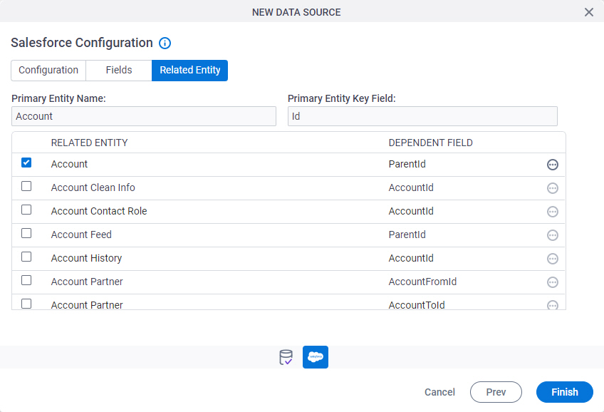 Salesforce Configuration Related Entity screen