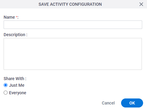 Save Activity Configuration screen