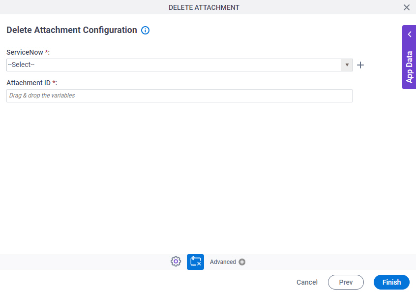 Delete Attachment Configuration screen