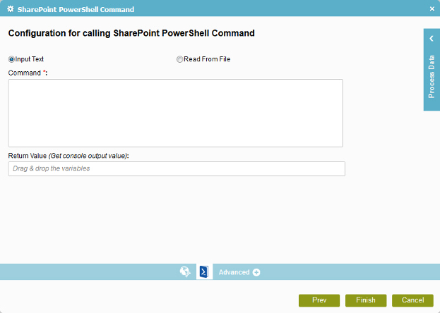 Configuration for calling SharePoint PowerShell Command screen