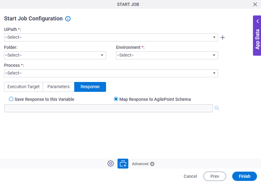 Start Job Configuration Response tab