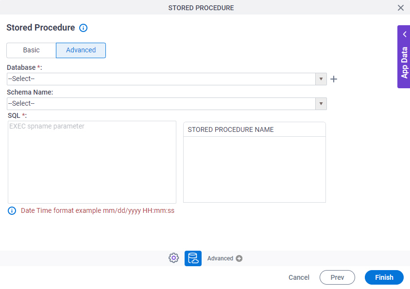 Stored Procedure Advanced tab