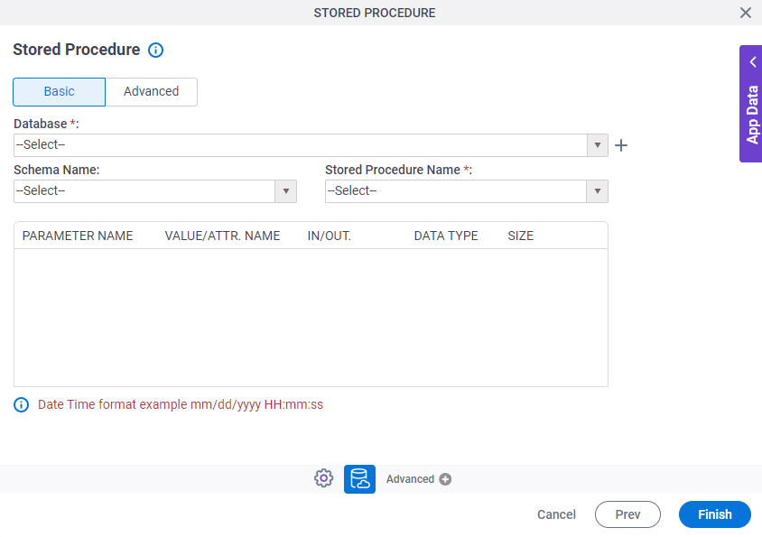 Stored Procedure Basic tab