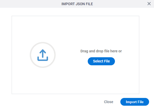Import JSON File screen