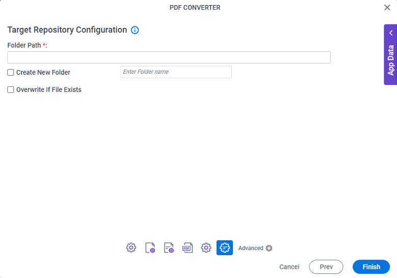 Target Repository Configuration screen File System