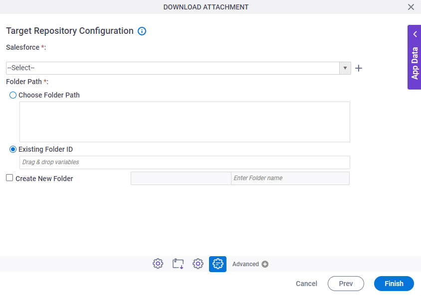 Target Repository Configuration screen Salesforce