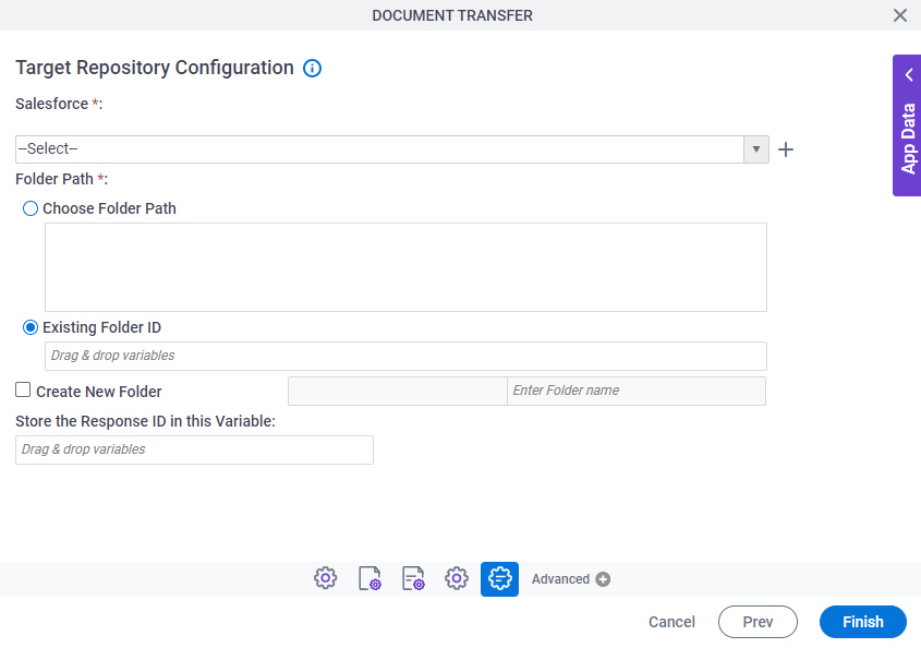 Target Repository Configuration screen Salesforce