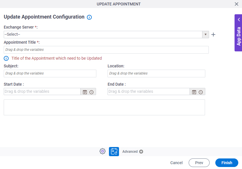 Update Appointment Configuration screen